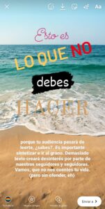 que no hacer con textos en historias